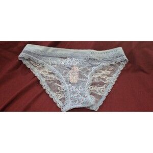 NWT Victorias Secret Medium Cheekini Panties Panty Baby Blue Floral Lace NEW